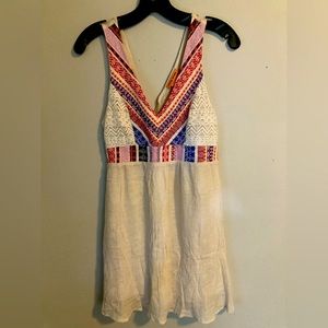 Exc flying tomato anthropology boho empire waist cream gauze dress m medium